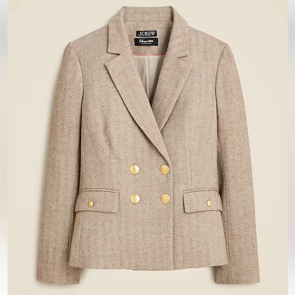 J. Crew Slim-fit Double-Breasted Blazer in Herringbone Italian Wool Blend NWOT